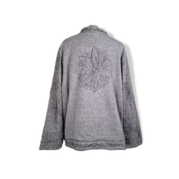 Liz & Me Womens Gray Floral Pattern Long Sleeves Button Down Blazer Plus Size 3X - Picture 3 of 6